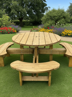 Heavy Duty Supersized 8 Seater Excalibur Round Picnic Table