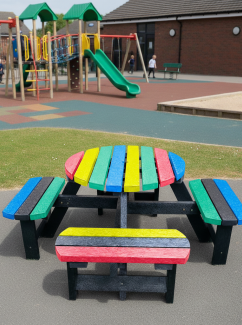 Multi-Coloured Junior Recycled Plastic Rectangle Picnic Table