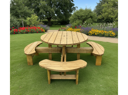 Heavy Duty Supersized 8 Seater Excalibur Round Picnic Table