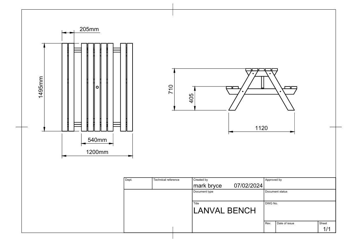 Lanval Wooden A-Frame Picnic Table