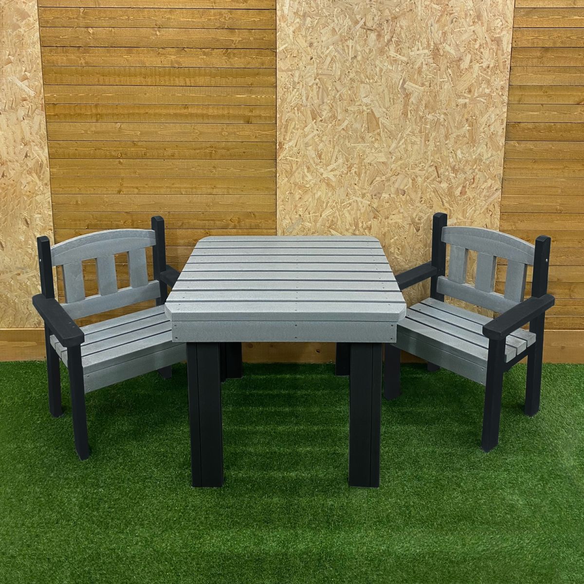 Recycled Plastic Table & Chairs Set with Black Framework