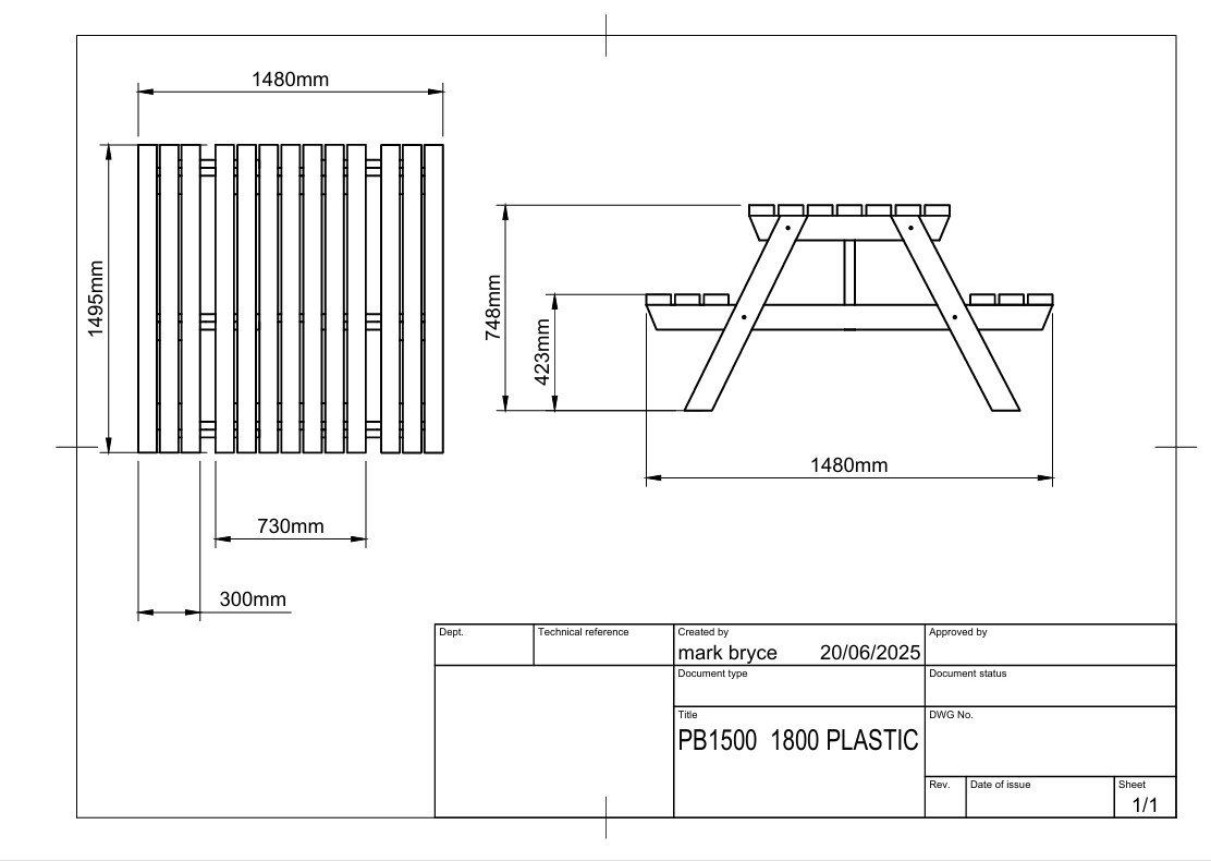 Large Recycled Plastic A-Frame Picnic Table