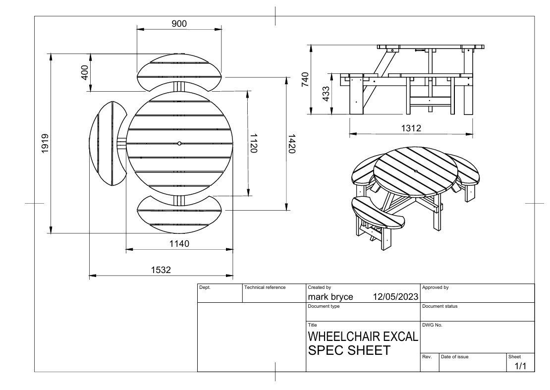 Excalibur Wheelchair Access Round Picnic Bench