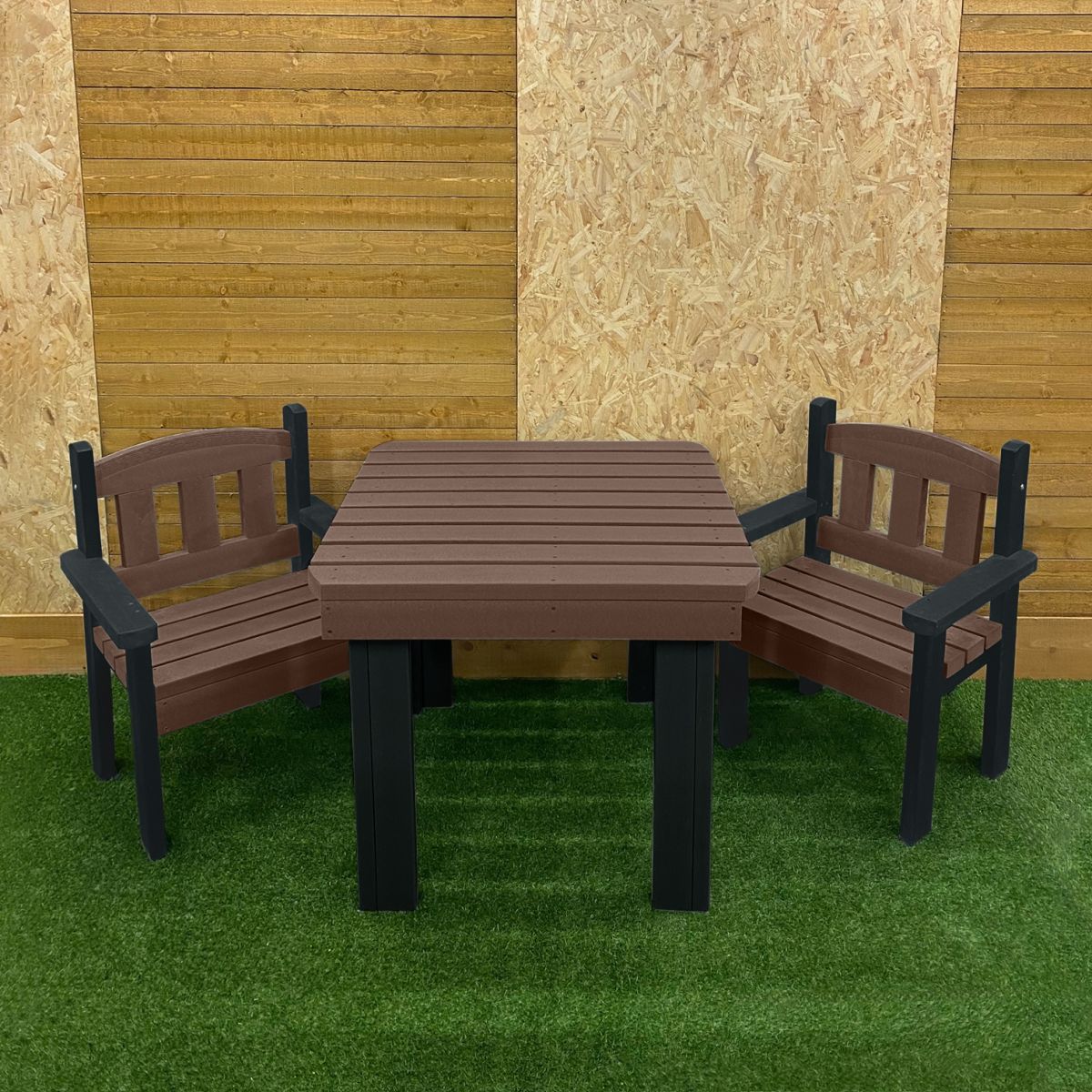 Recycled Plastic Table & Chairs Set with Black Framework