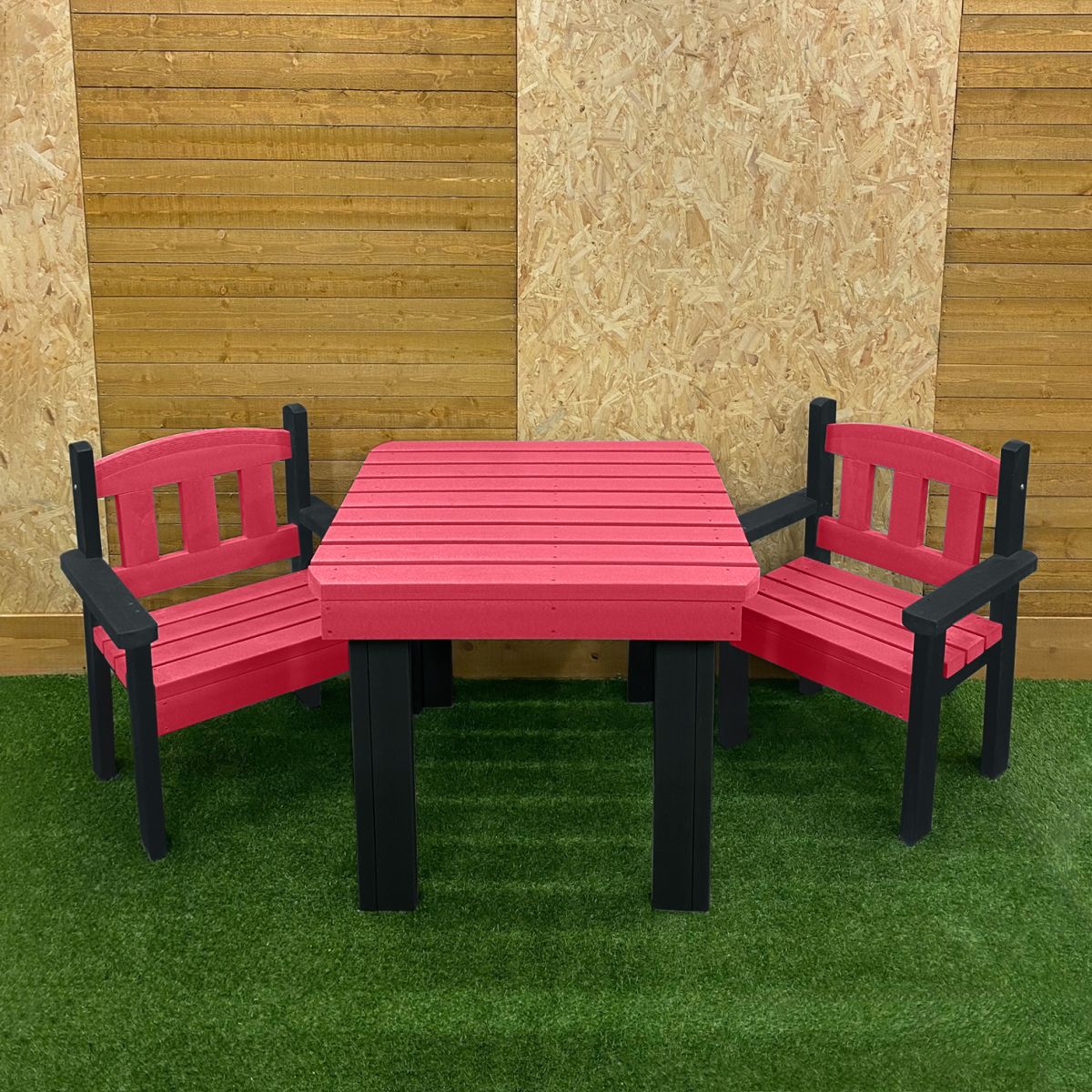 Recycled Plastic Table & Chairs Set with Black Framework