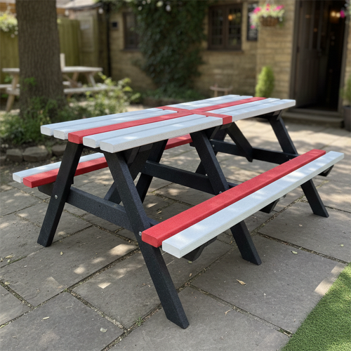 St George's Flag World Cup Recycled Plastic Picnic Table