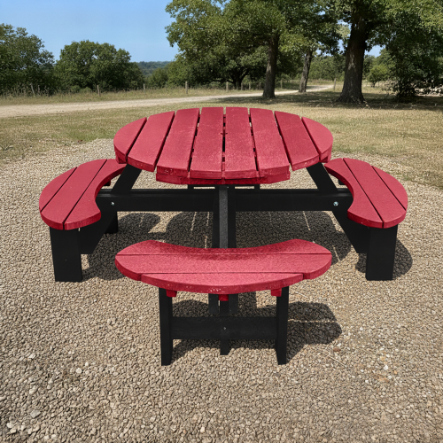 Recycled Red and Black Plastic Excalibur Picnic Table