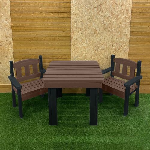 Recycled Plastic Table & Chairs Set with Black Framework