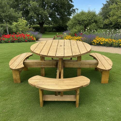 Heavy Duty Supersized 8 Seater Excalibur Round Picnic Table
