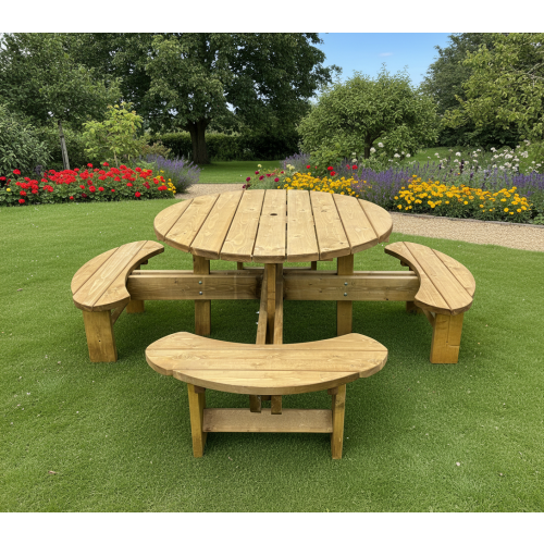 Heavy Duty Supersized 8 Seater Excalibur Round Picnic Table